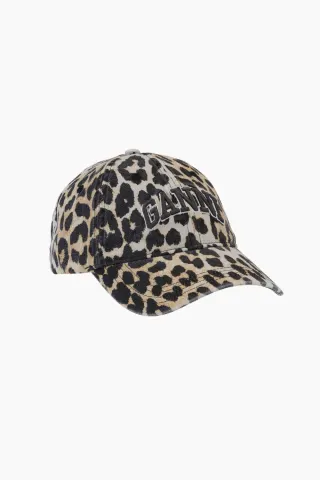 Washed Cotton Canvas Cap A6898 - Leopard - GANNI — produktfoto