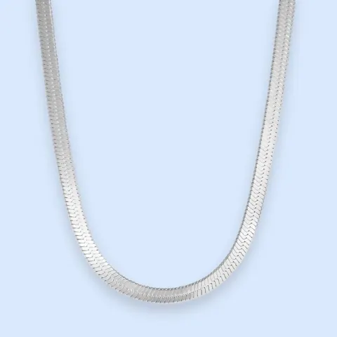Zoé flat snake chain-halskæde 4 mm - sølvfarvet stål - Chant du Matin — produktfoto