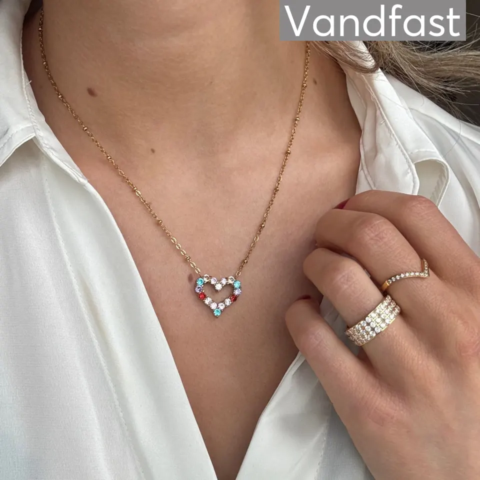 ANNEBRAUNER Big Multicolor Heart Halskæde 18K Guldbelagt — produktfoto