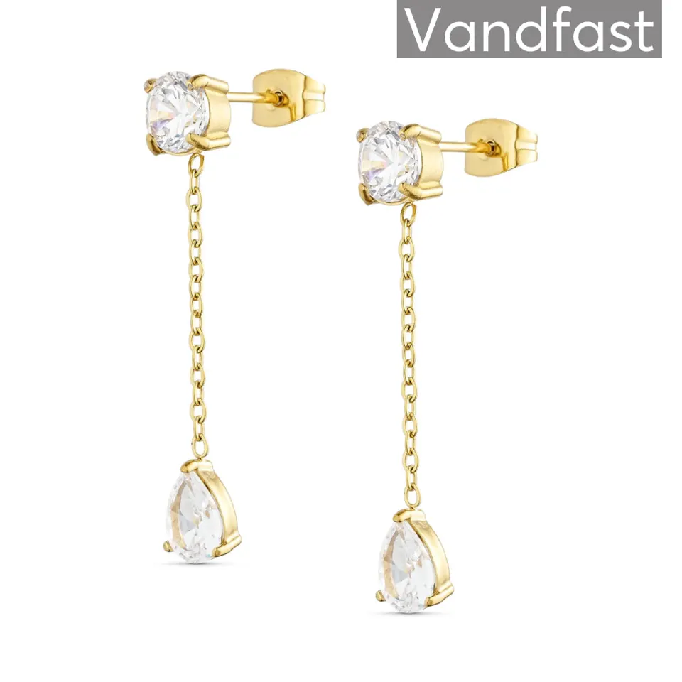 ANNEBRAUNER Zirconia Chain Øreringe 18K Guldbelagt — produktfoto