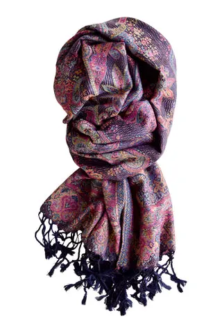 Blå silke pashmina sjal — produktfoto