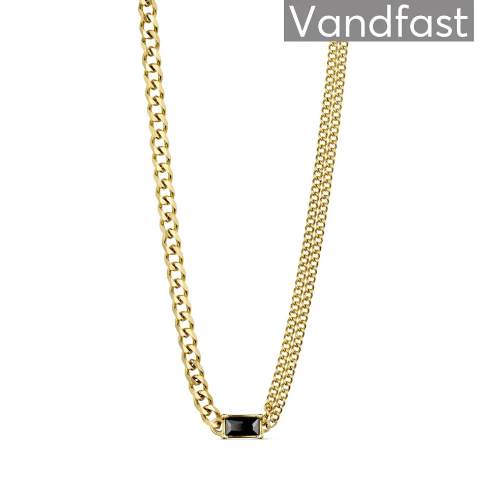 ANNEBRAUNER Double Panzer Black Zirconia Halskæde 18K Guldbelagt — produktfoto