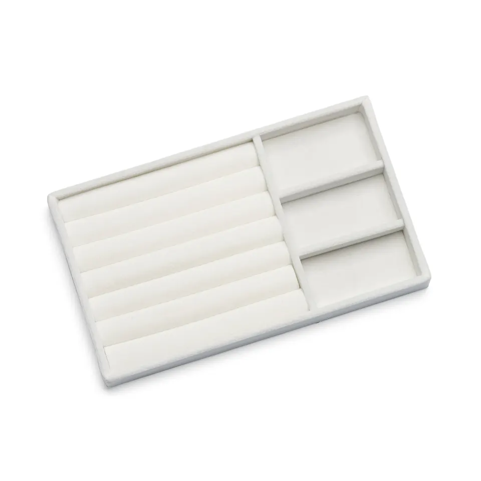 ANNEBRAUNER Velour Smykkebakke Ringe Creme White — produktfoto