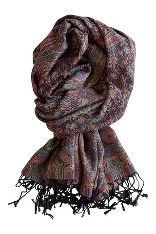 Pashminatørklæde i silke blend - sort — produktfoto