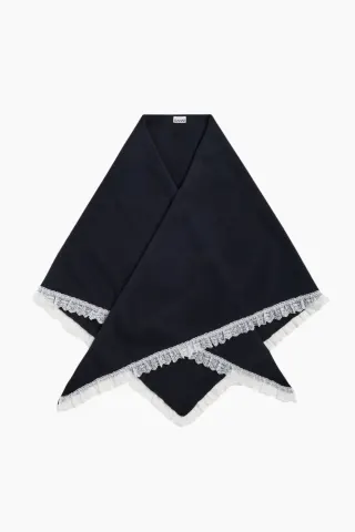 Wool Lace Triangular Scarf XXL - Sky Captain - GANNI — produktfoto