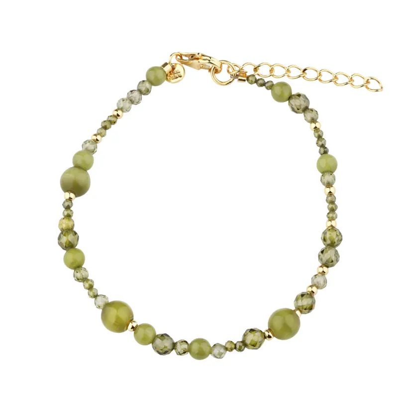 AYA OLIVE STONE BRACELET | GOLDEN — produktfoto