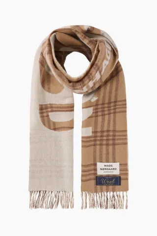 Woven Wool Logo Scarf - Cornstalk/Cocoa Brown - Mads Nørgaard — produktfoto