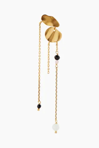 Festive Clear Sea Earring With Chains & Stones - Gold - Stine A — produktfoto