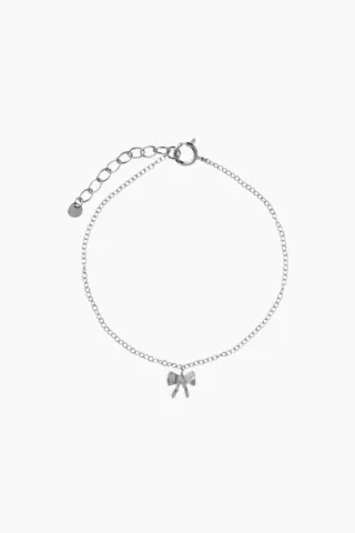 Petit Bow with Stone Bracelet - Silver - Stine A — produktfoto