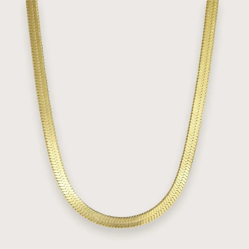 Zoé flat snake chain-halskæde 4 mm - guldbelagt stål - Chant du matin — produktfoto