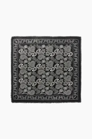 Soft Wool Self Scarf - Paisley AOP/Black - Mads Nørgaard — produktfoto