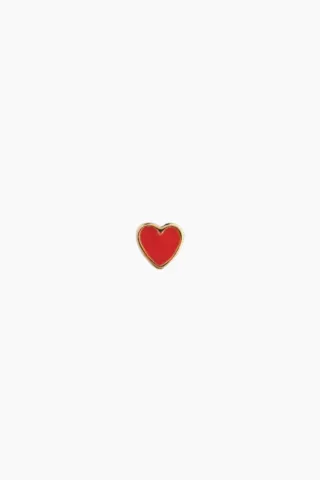 Petit Love Heart Red Coral Enamel - Gold - Stine A — produktfoto
