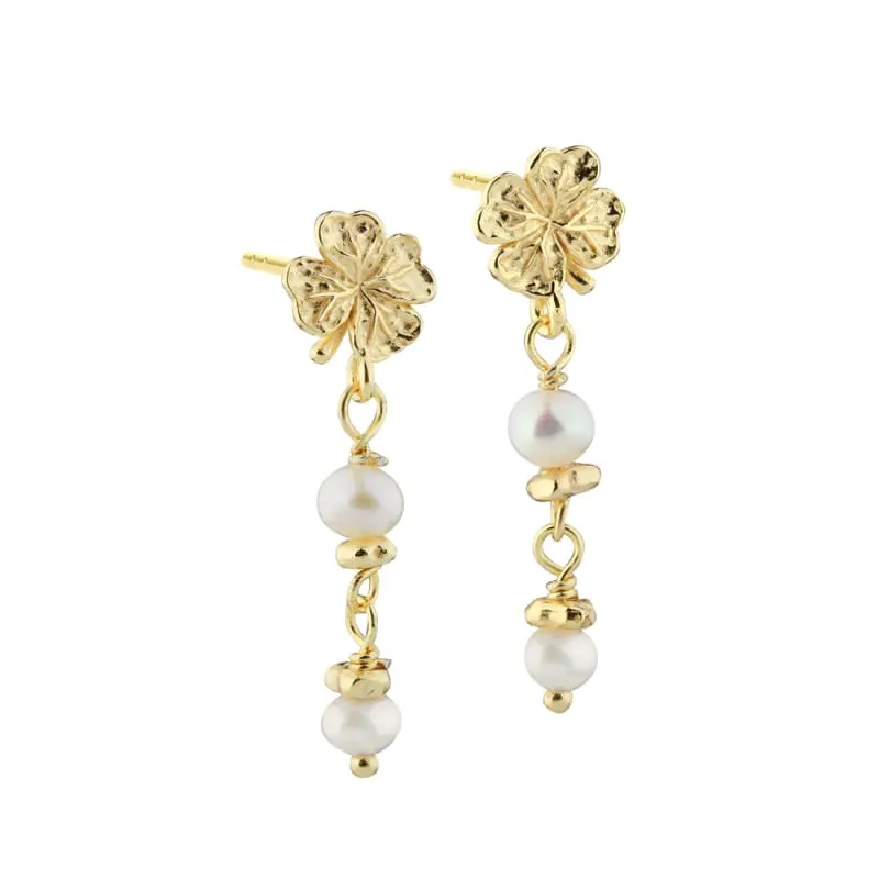 CLOVER PEARL EARSTUD | GOLDEN — produktfoto