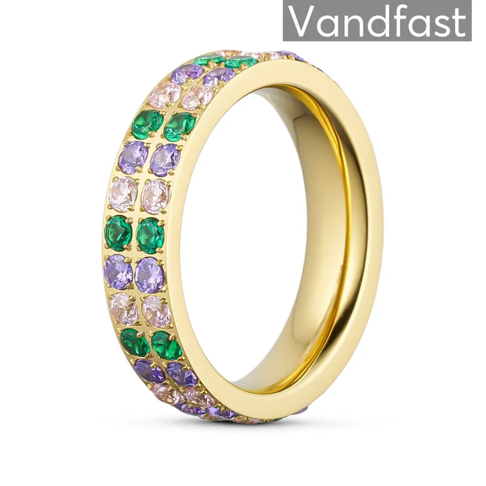 ANNEBRAUNER Alliance Green/Pink Mix Ring 18K Guldbelagt — produktfoto
