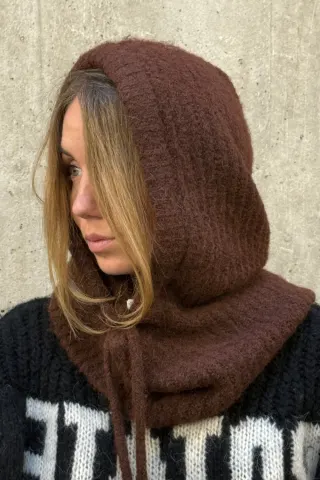 Objmilu Knit Balaclava - Seal Brown/Melange - Object — produktfoto