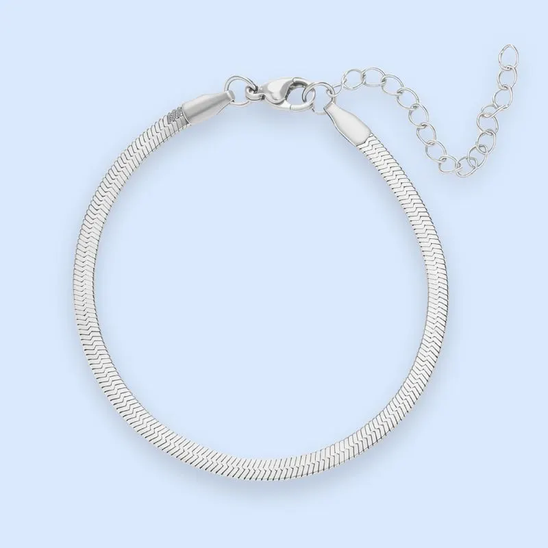 Zoé snake chain-armbånd 3 mm i sølvtonet stål - Chant du Matin — produktfoto