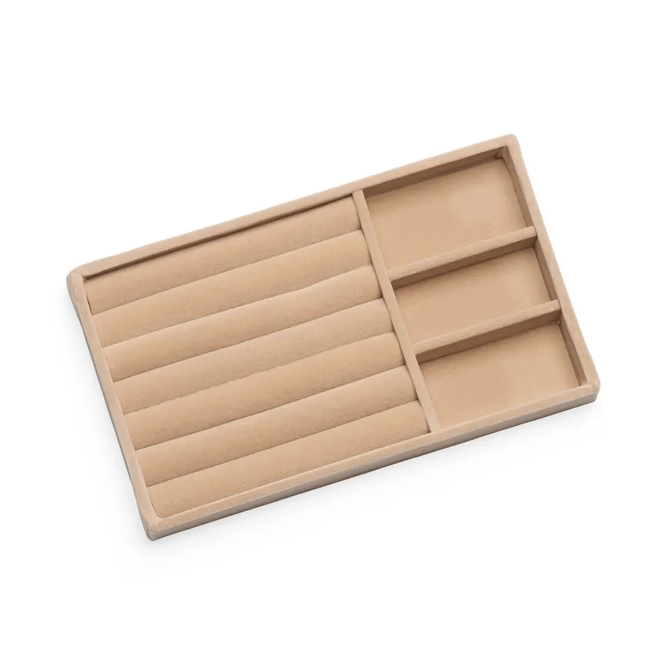 ANNEBRAUNER Velour Smykkebakke Ringe Latte — produktfoto