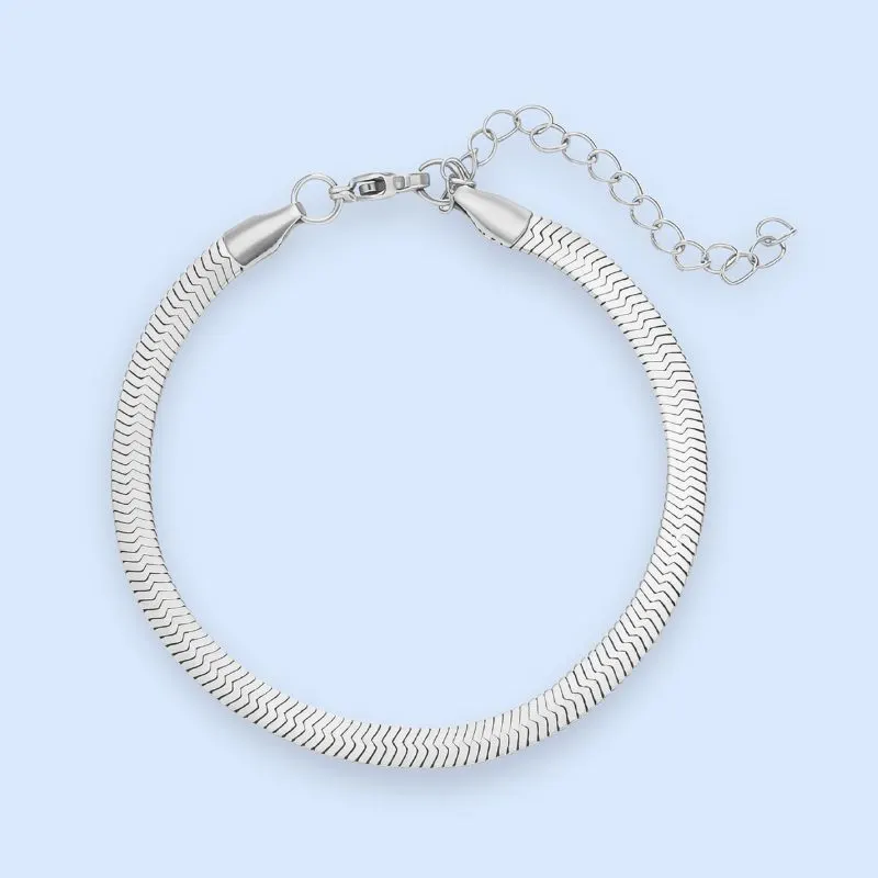 Zoé snake chain-armbånd 4 mm i sølvtonet stål - Chant du Matin — produktfoto