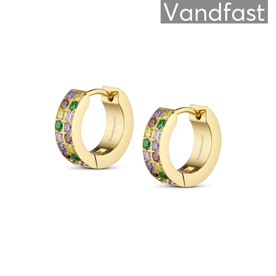 ANNEBRAUNER Creole Double Line Purple/Green Mix 18K Guldbelagt — produktfoto