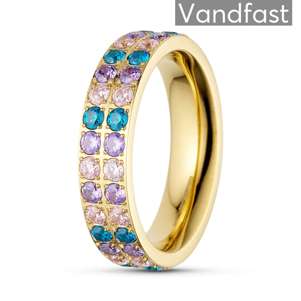 ANNEBRAUNER Alliance Pink/Blue Topaz Mix Ring 18K Guldbelagt — produktfoto