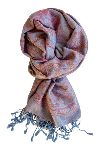 Pashmina tørklæde i silke blend - pastel blå — produktfoto