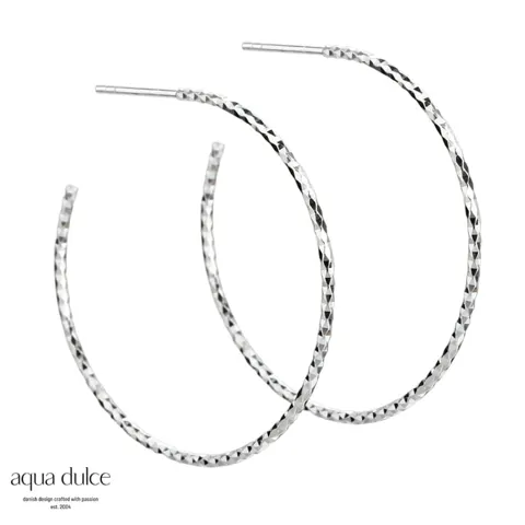 DIAMOND CUT HOOP 35 MM. | SILVER — produktfoto