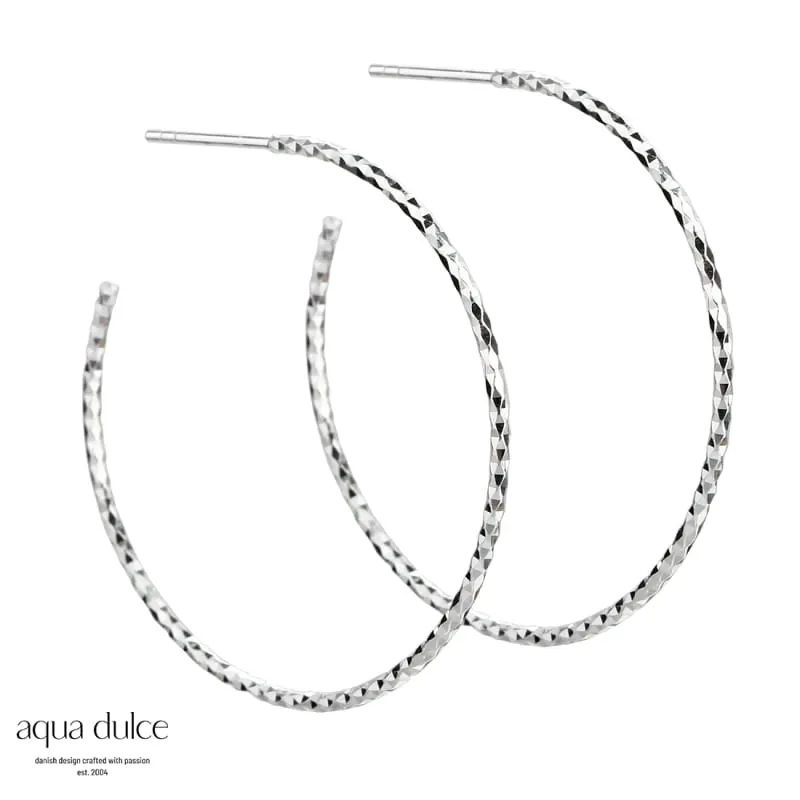 DIAMOND CUT HOOP 35 MM. | SILVER — produktfoto