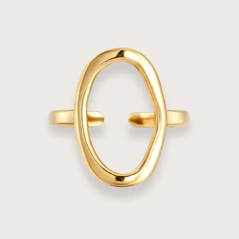Eva oval ring i guldbelagt rustfrit stål - vandfast - Chant du Matin — produktfoto