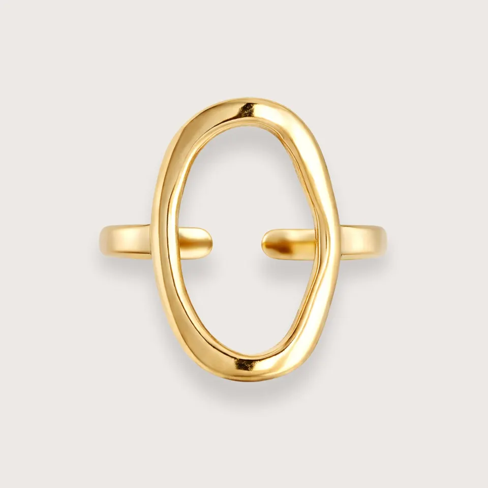 Eva oval ring i guldbelagt rustfrit stål - vandfast - Chant du Matin — produktfoto