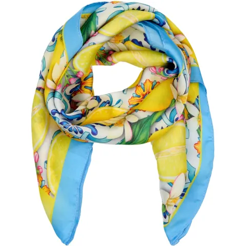 Marta du Chateau dame tørklæde MdcJuline FA-Scarf - Blue/Yellow3926 — produktfoto