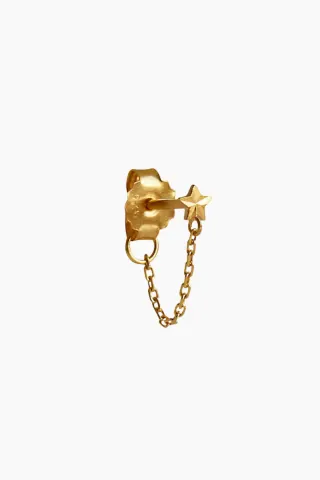 Star Etoile with Chain Earring - Gold - Stine A — produktfoto
