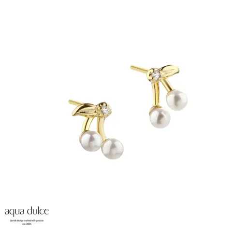 CHERRY PEARL EARSTUD | GOLDEN — produktfoto
