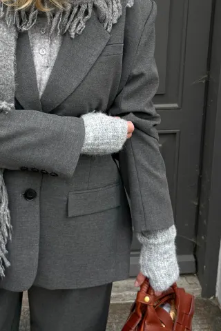 Objmilu Fingerless Gloves Knit 135 - Light Grey Melange - Object — produktfoto