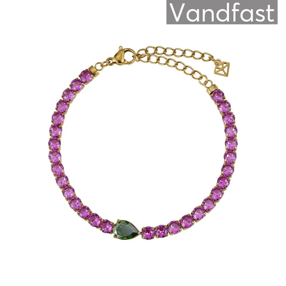 ANNEBRAUNER Tennis Paris Green Rose Armbånd 18K Guldbelagt — produktfoto