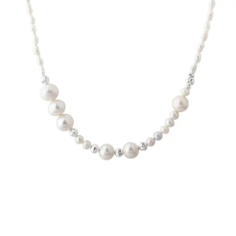 *LINE PEARL NECKLACE | SILVER — produktfoto