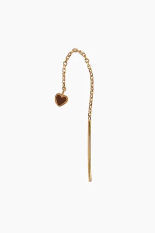 Dangling Love Heart Enamel Earring - Mocha - Stine A — produktfoto
