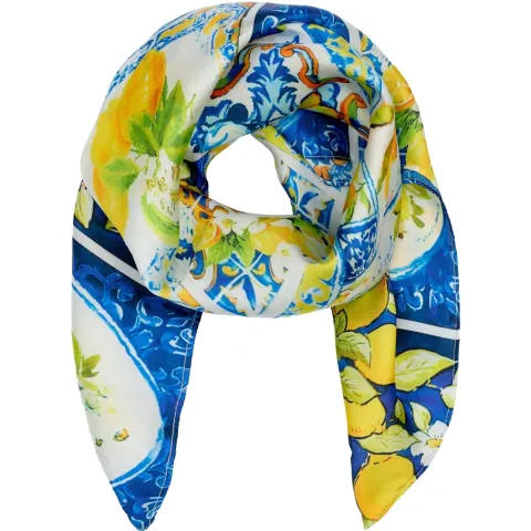 Marta du Chateau dame tørklæde MdcJuline FA-Scarf - Blue/Yellow3925 — produktfoto