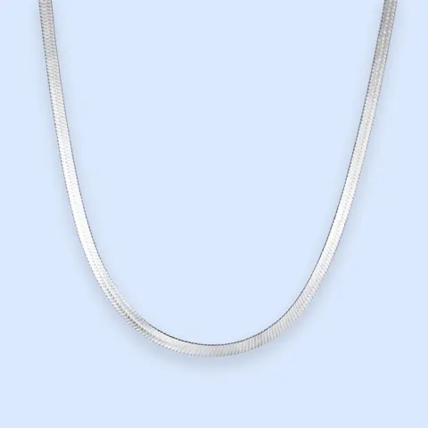 Zoé flat snake chain-halskæde 3 mm - sølvfarvet stål - Chant du Matin — produktfoto