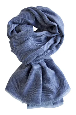 Cashmere tørklæde i smuk vævning - blå — produktfoto