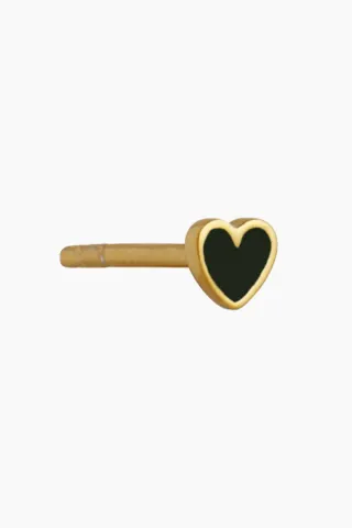 Petit Love Heart - Black Enamel - Gold - Stine A — produktfoto