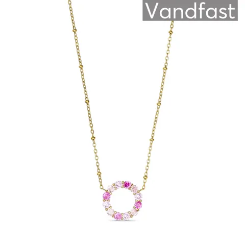 ANNEBRAUNER Big Pink/Rose Circle Halskæde 18K Guldbelagt — produktfoto