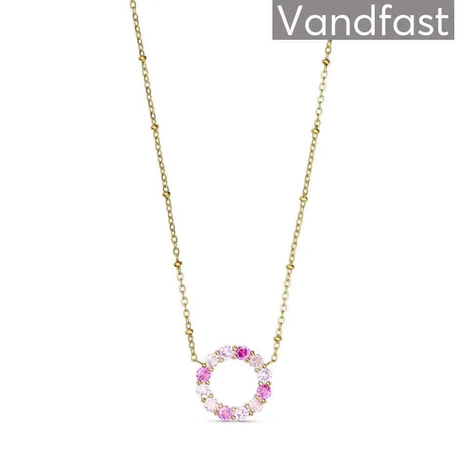 ANNEBRAUNER Big Pink/Rose Circle Halskæde 18K Guldbelagt — produktfoto