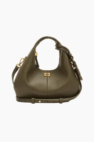 Hobo Mini Grained C1040003 - Military Olive - GANNI — produktfoto