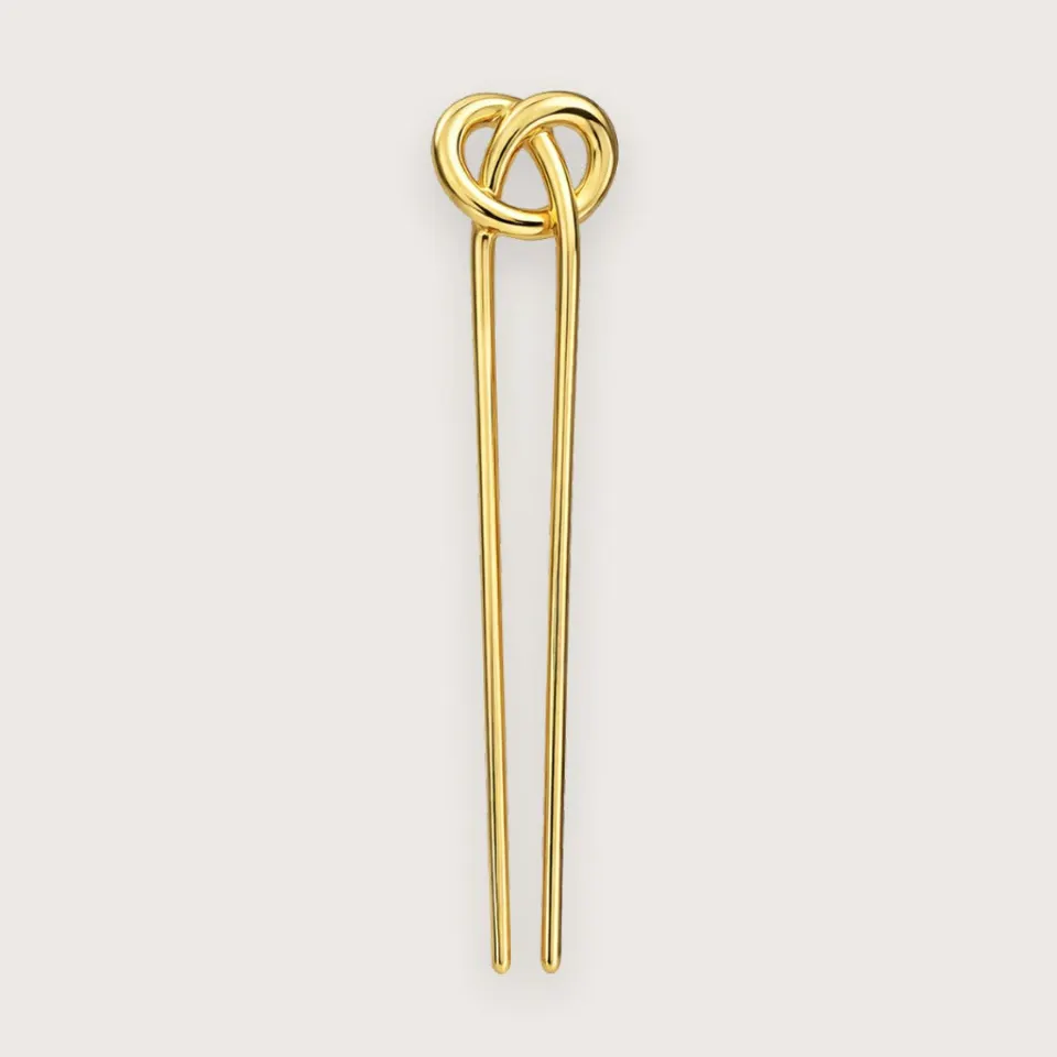 Cady french pin - guldfarvet hårnål med knudedesign — produktfoto