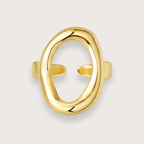 Elo oval ring i 18k forgyldt stål - vandfast ring - Chant du Matin — produktfoto