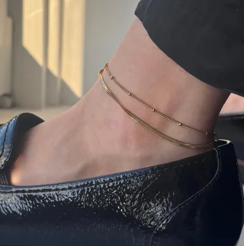 ANNEBRAUNER Snake Ball Ankelkæde 18K Guldbelagt — produktfoto