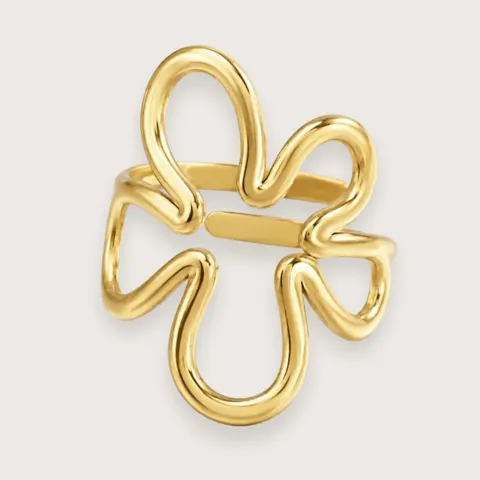 Indie 18k forgyldt ring med æstetisk blomsterdesign — produktfoto