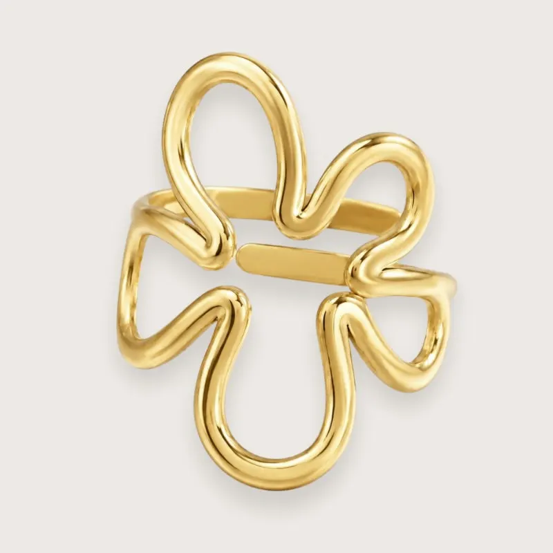Indie 18k forgyldt ring med æstetisk blomsterdesign — produktfoto
