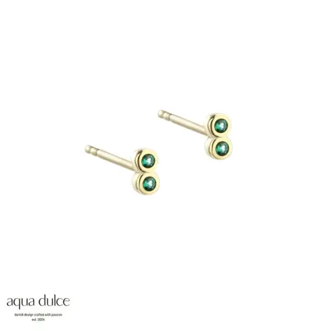 TINY GREEN EARSTUD | GOLDEN — produktfoto