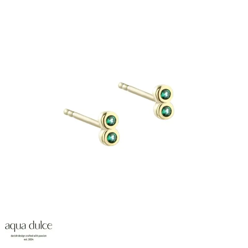 TINY GREEN EARSTUD | GOLDEN — produktfoto